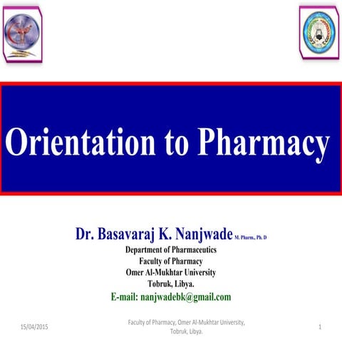 Orientation to Pharmacy
