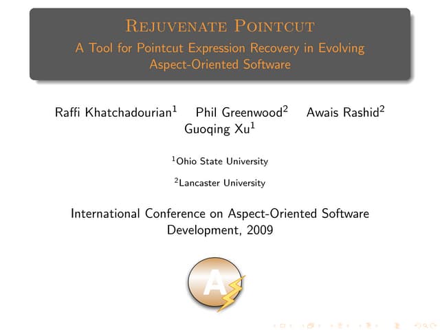 Rejuvenate Pointcut: A Tool for Pointcut Expression Recovery in Evolving Aspe...
