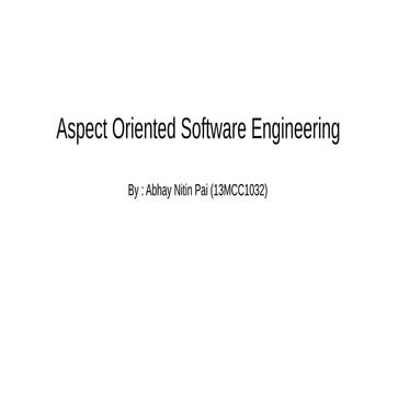 Aspect Oriented Software Engineering | PDF