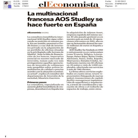 AOS Studley - El Economista - 21.05.2012
