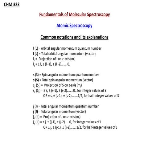 Atomic and molecular spectroscopy chm323