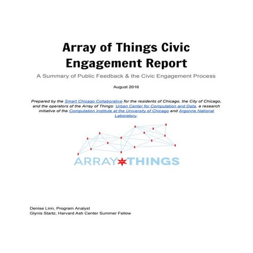 Array of Things Engagement Report | August 2016