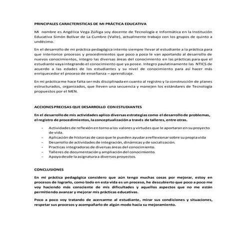 Principales caracteristicas de mi práctica educativa