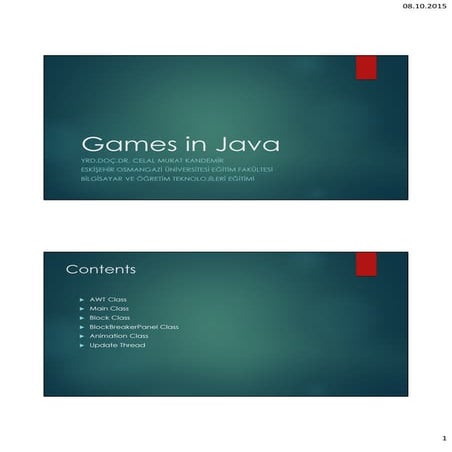 Threads and Game Programming In Java | PDF