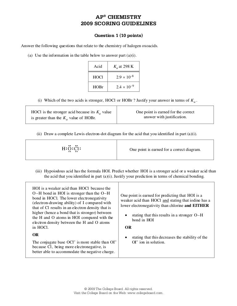 Chemistry AP Scoring Guildlines