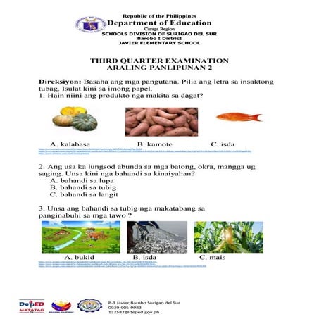 3rd quarter periodical test for AP grade 2 | PDF
