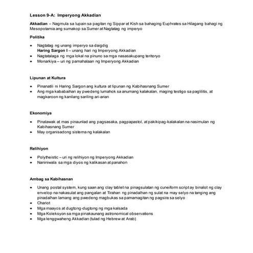 AP 7 Lesson no. 9-A: Imperyong Akkadian
