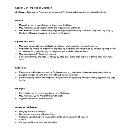 AP 7 Lesson no. 9-D: Imperyong Chaldean