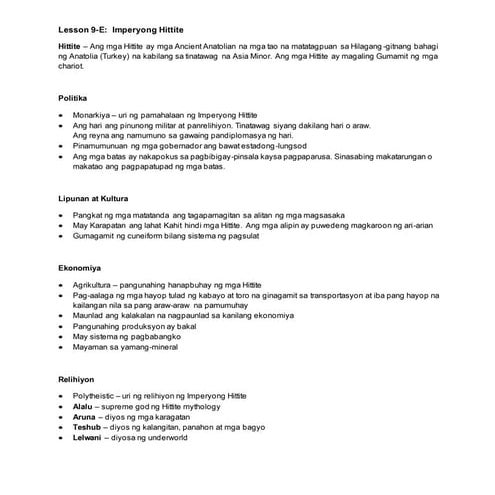 AP 7 Lesson no. 9-E: Imperyong Hittite