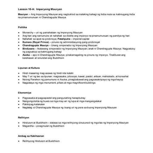 AP 7 Lesson no. 10-A: Imperyong Mauryan