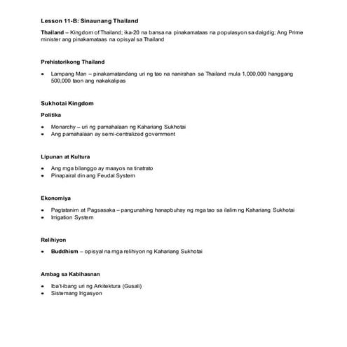 AP 7 Lesson no. 11-B: Sinaunang Thailand