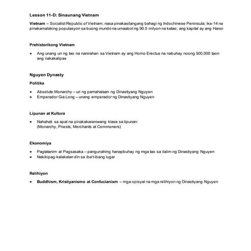 AP 7 Lesson no. 11-D: Sinaunang Vietnam