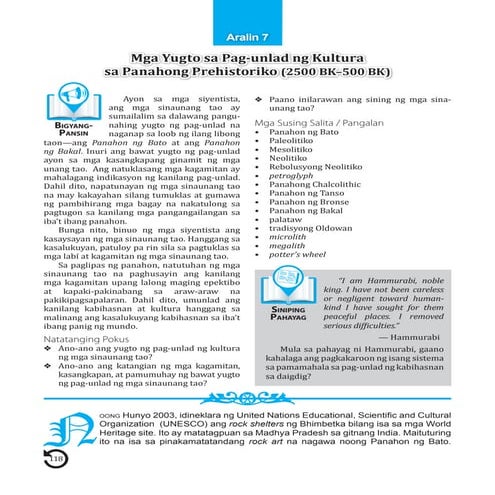 World History 8: Mga Yugto sa Pag-unlad Ng Kultura sa Panahonh Prehistoriko