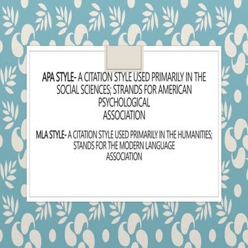 APA-MLA citations presentation in research | PPTX