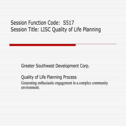 LISC Quality of Life Planning