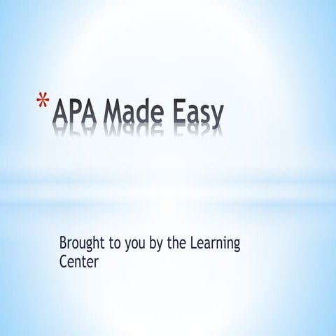 APA for Psychology @HACC Fall 2014