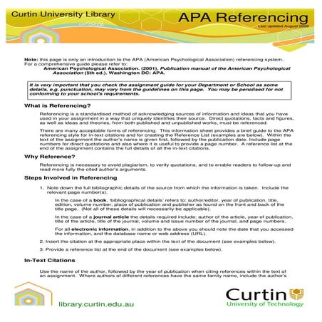 Apa Rules for referencing and citation