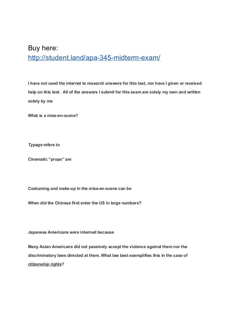 APA 345 Midterm Exam