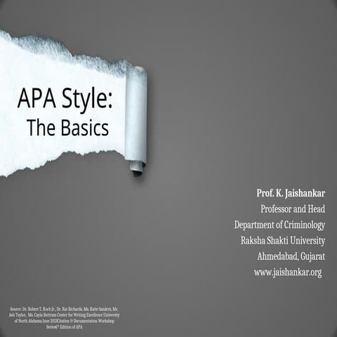 APA1 Basics Presentation for Students of