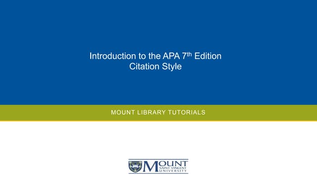 Introduction to APA 7