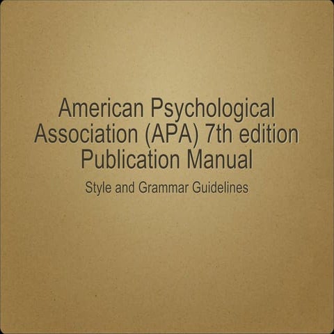 APA Manual 7th Edition -  prerelease essentials