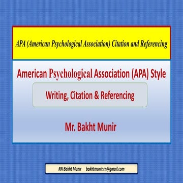 APA (American Psychological Association) Citation and Referencing