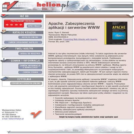Apache. Zabezpieczenia aplikacji i serwerów WWW