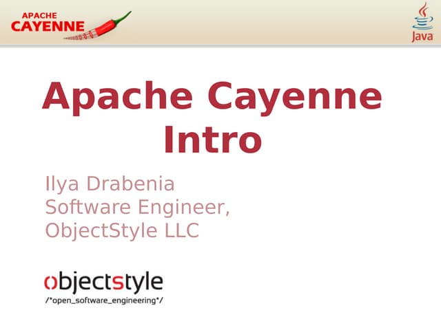 Илья Драбеня Apache Cayenne Intro PPT