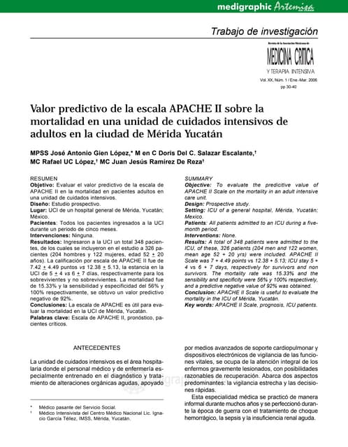 Criterios apache ll | PPT