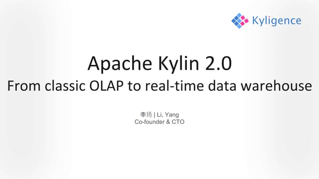 Apache kylin 2.0: from classic olap to real-time data warehouse