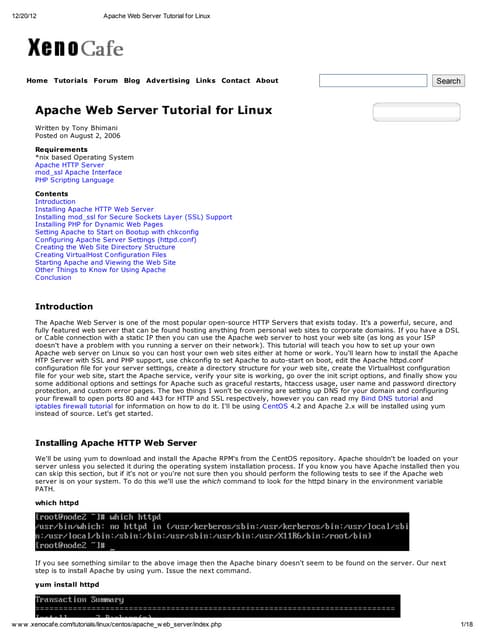 Apache web server tutorial for linux