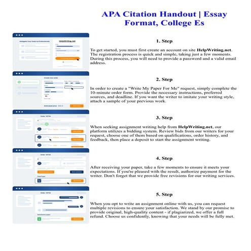 APA Citation Handout Essay Format, College Es