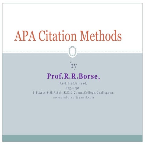 APA Style/ Citation Method