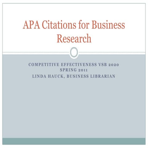 Apa citations for business research | PPTX