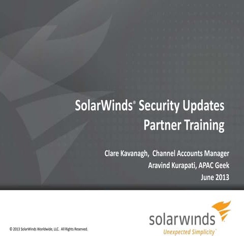 APAC Partner Update: SolarWinds Security