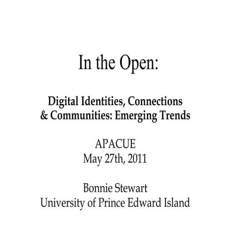 Digital Identities, Communities & Connections: Emerging Trends