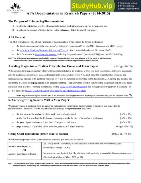American Psychological Association (APA) FORMAT | PDF