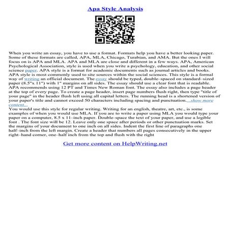 Apa Essay Style