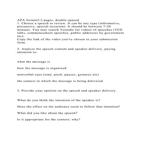 APA format2-3 pages, double-spaced1. Choose a speech to review. .docx