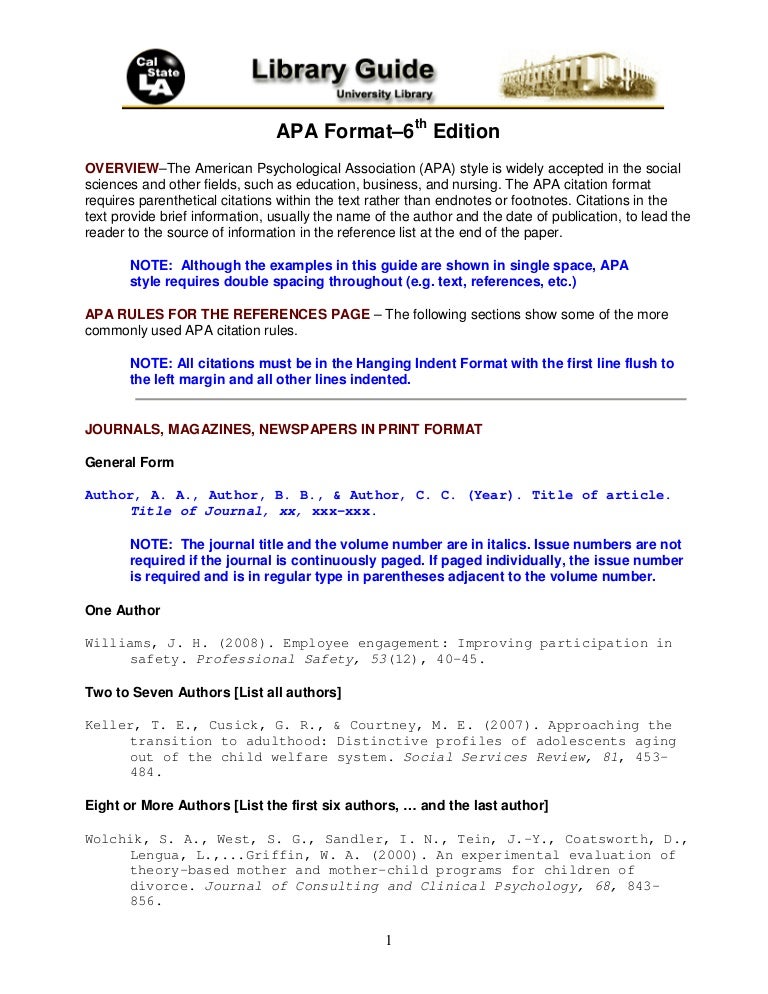 apa format 6th edition apa 6th ed