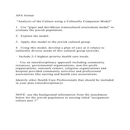 APA format Analysis of the Culture using a Culturally Competent.docx