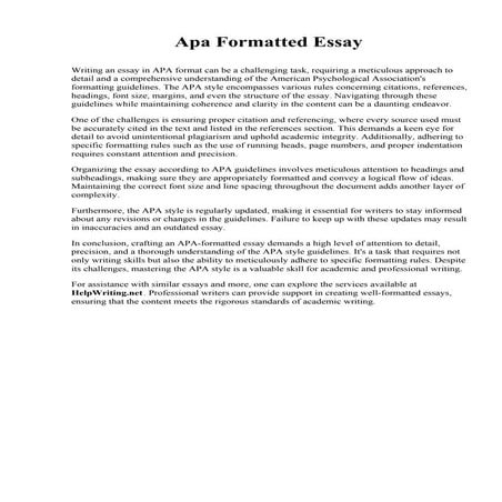 Apa Formatted Essay