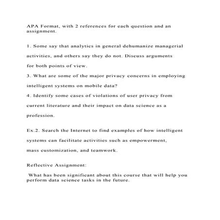 APA Format, with 2 references for each question and an assignment..docx