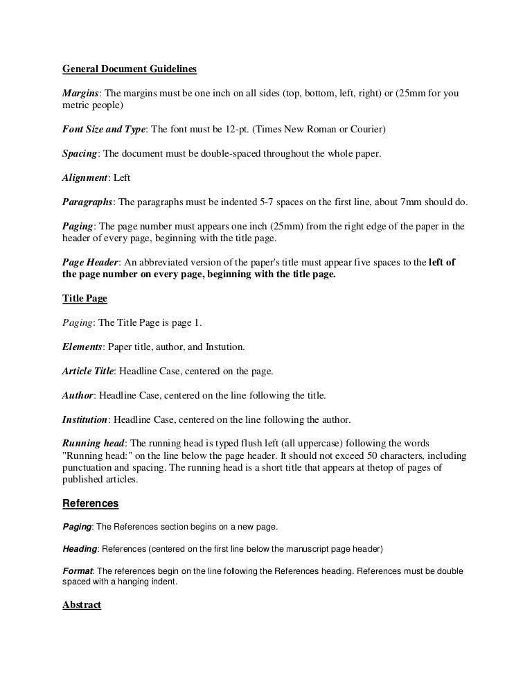apa header guidelines
