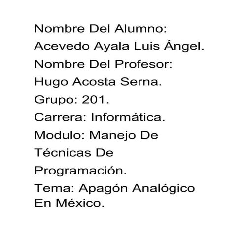 Apagon Analogico En Mexico