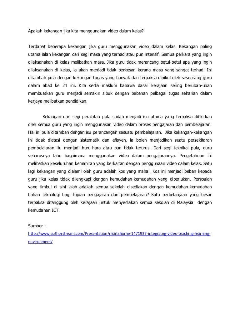 Apakah kekangan jika kita menggunakan video dalam kelas