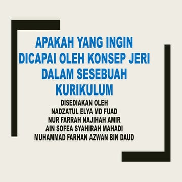 Apakah yang ingin dicapai oleh konsep jeri dalam