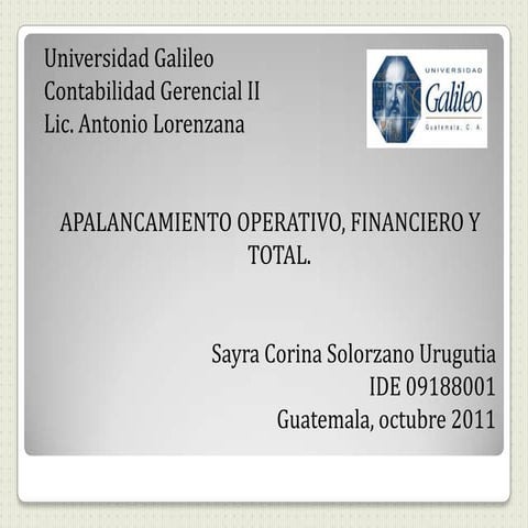 Apalancamiento operativo financiero y total corina solorzano