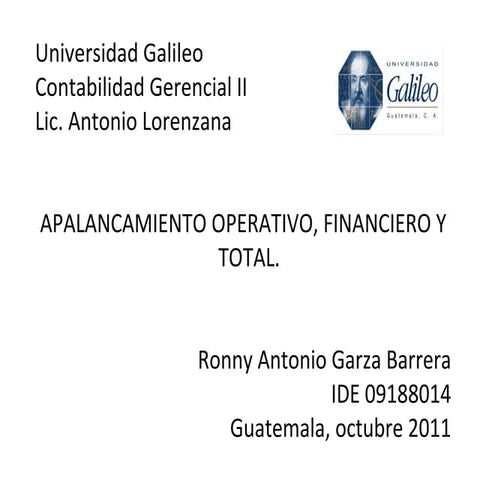 Apalancamiento operativo, financiero y total ragb
