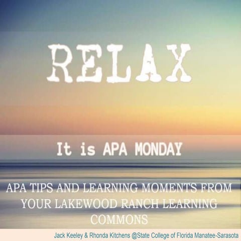 APA Monday :  10 Weeks of APA Tips